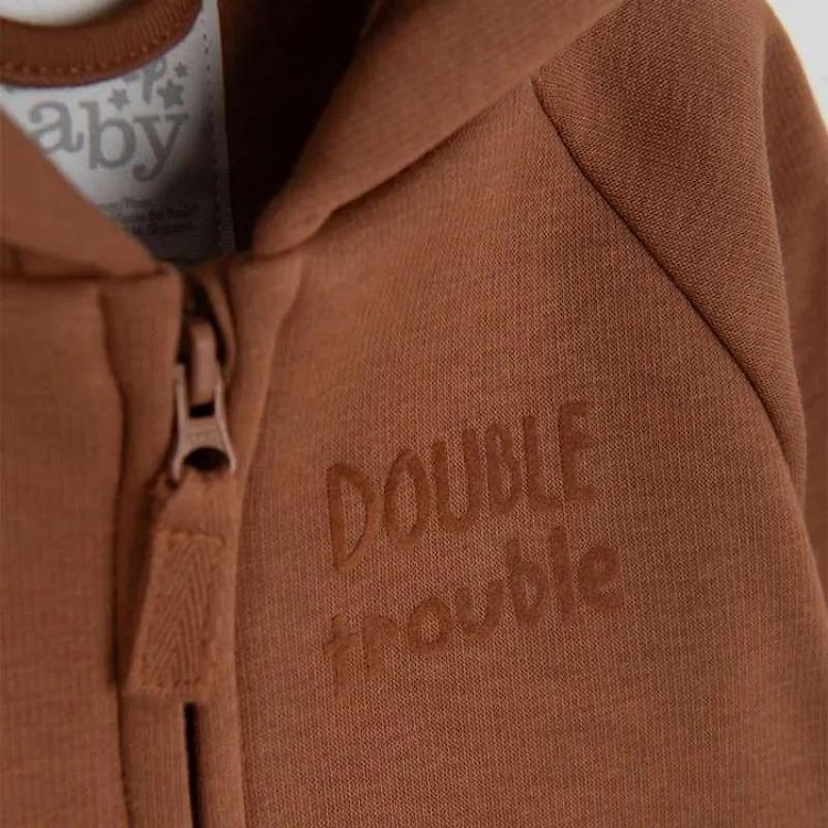 Chip and Dale brown hooded zip through sweatshirt