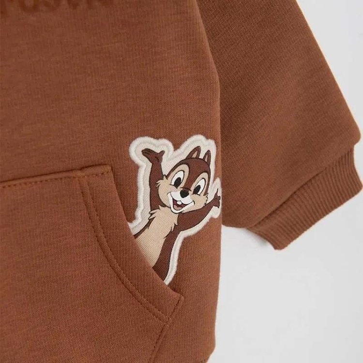 Chip and Dale brown hooded zip through sweatshirt