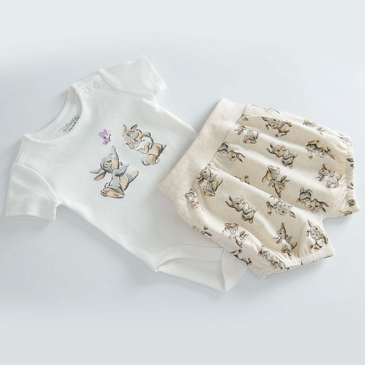Disney bunnies white short sleeve bodysuit and shorts with elastic waist set