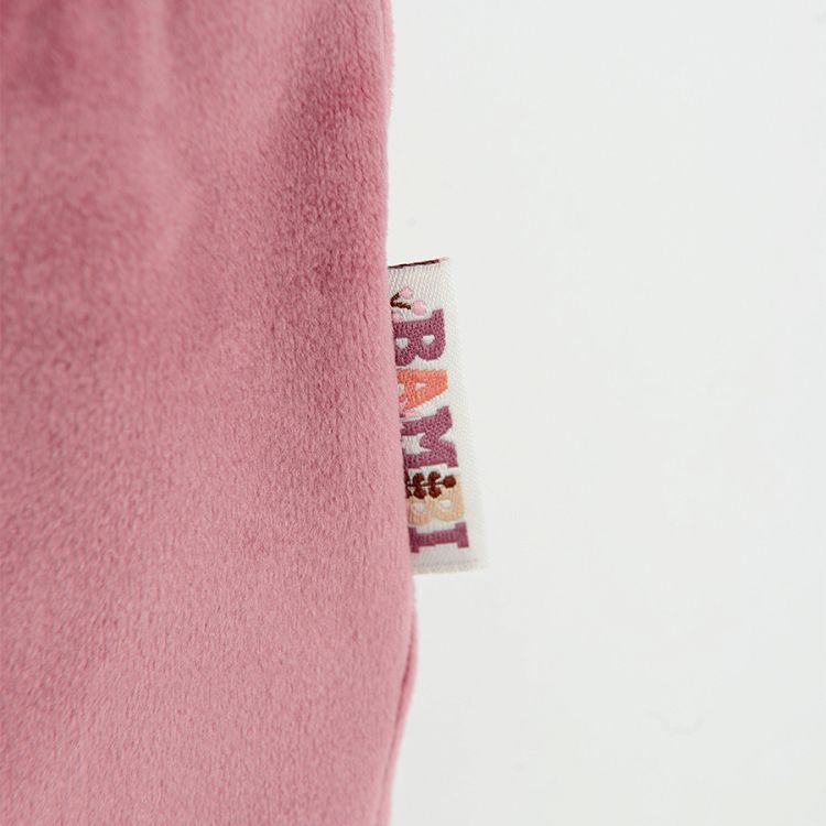 Σετ φούτερ λευκό και ροζ φόρμα από βελούδο με στάμπα BAMBI ΤΟ ΕΛΑΦΑΚΙ