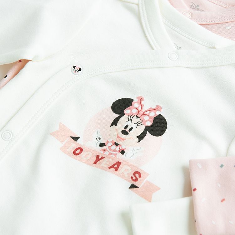 Minnie Mouse white and pink log sleeve wrap bodysuits- 2 pack