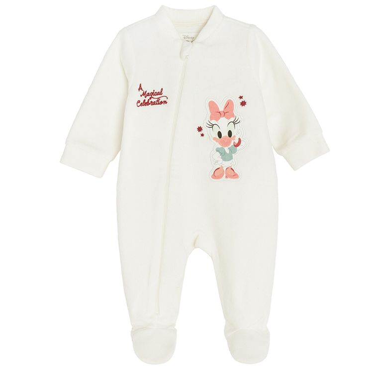 Daisy Duck white footed overall with side zipper