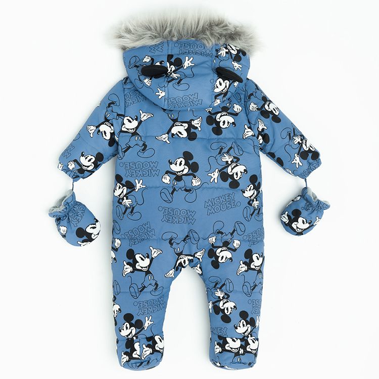 Mickey Mouse hooded snowsuit with two zippers with mittens