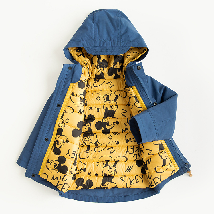 Mickey Mouse long zip through hooded jacket with 2 layers= 2 piece