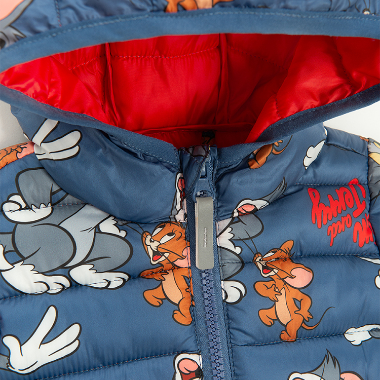 Tom and Jerry zip through hooded jacket