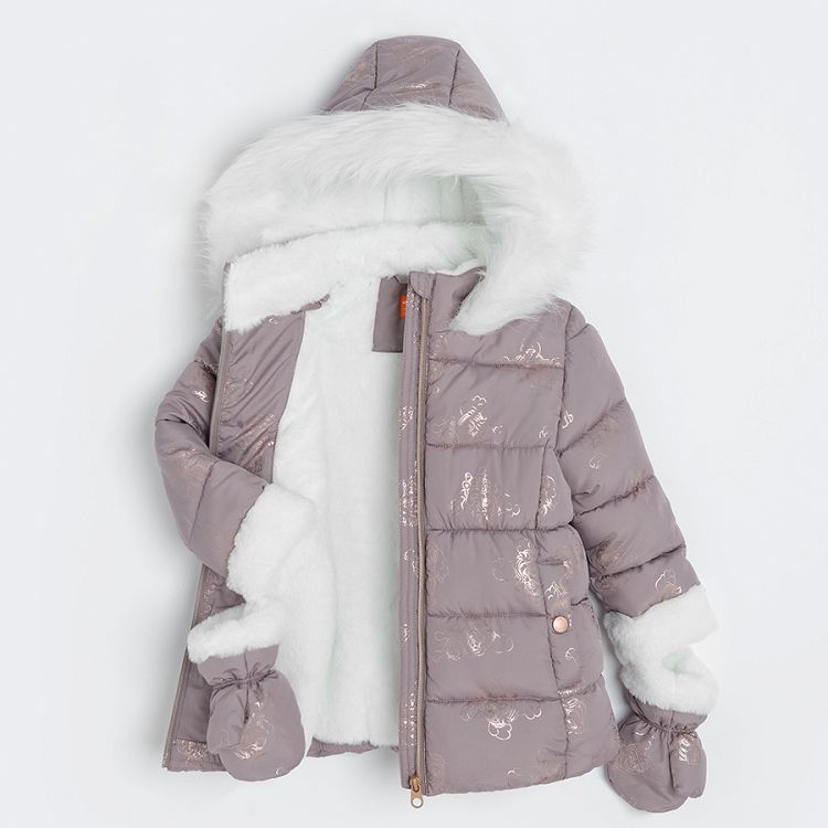 Paw Patrol zip through jacket with furlike hood and mittens