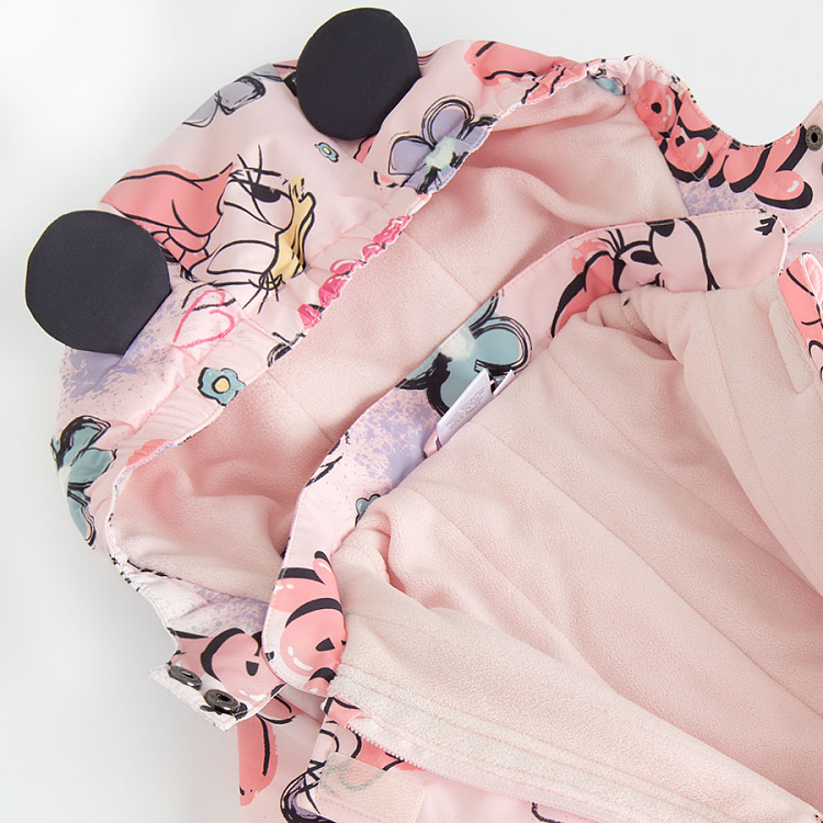 Φόρμα εξόδου ροζ με κουκούλα και στάμπα MINNIE MOUSE