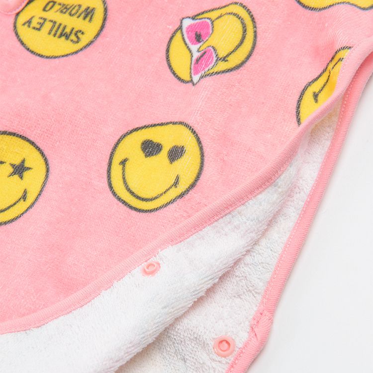 Πετσέτα πόντσο με κουκούλα ροζ και στάμπα Smiley World