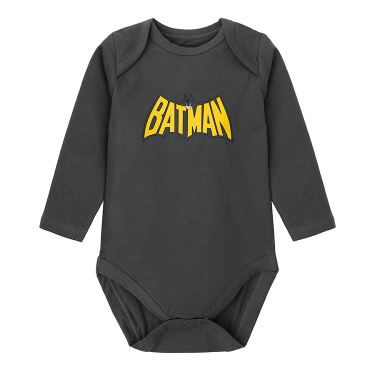 Batman white grey black long sleeve bodysuits- 3 pack