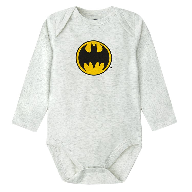 Batman white grey black long sleeve bodysuits- 3 pack