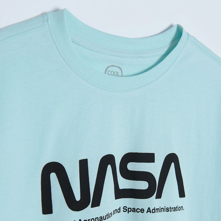 Πυτζάμες σετ κοντομάνικη μπλούζα και σορτς με στάμπα NASA
