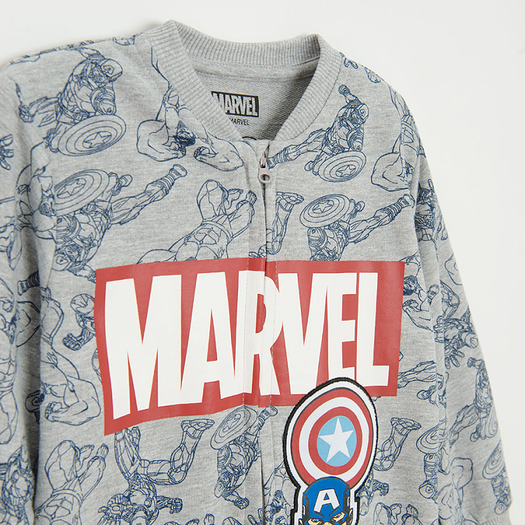 Πυτζάμες ολόσωμες γκρι με στάμπα ήρωες της MARVEL