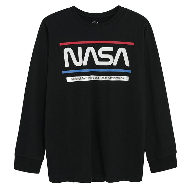 Πυτζάμες μπλούζα μακρυμάνικη και παντελόνι φόρμα μαύρο με στάμπα NASA