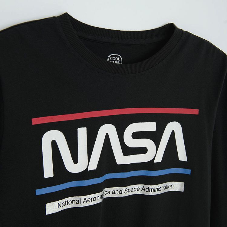 Πυτζάμες μπλούζα μακρυμάνικη και παντελόνι φόρμα μαύρο με στάμπα NASA
