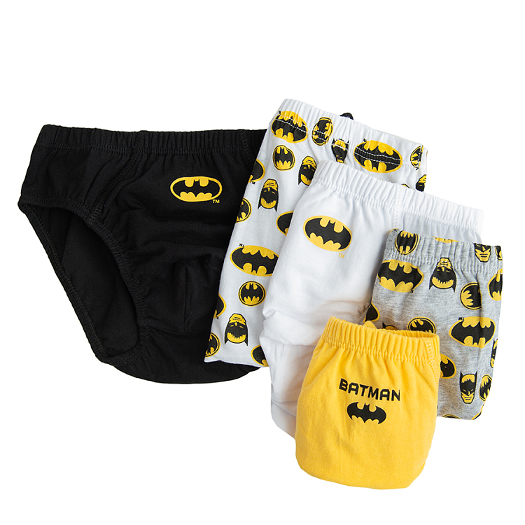 Batman white, yellow, grey, black slips- 5 pack