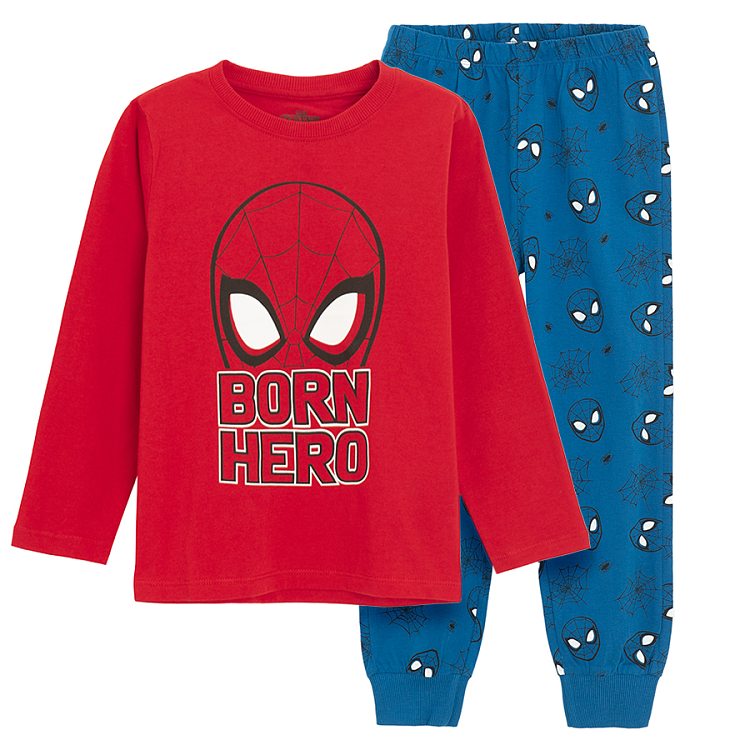 Spiderman red long sleeve blouse and blue pants pyjamas