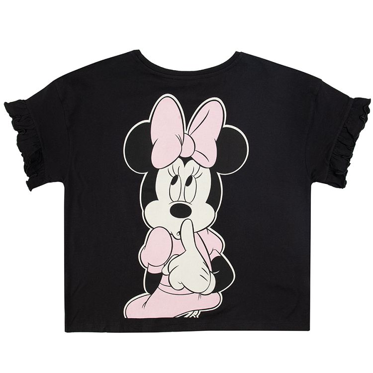 Πυτζάμες σετ κοντομάνικο μπλούζακι και σορτς με στάμπα Minnie Mouse