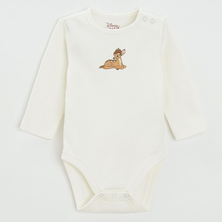 Bambie white and violet long sleeve bodysuits- 3 pack