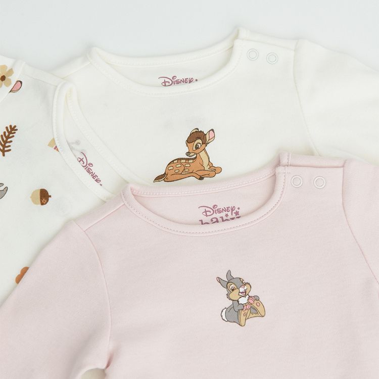 Bambie white and violet long sleeve bodysuits- 3 pack