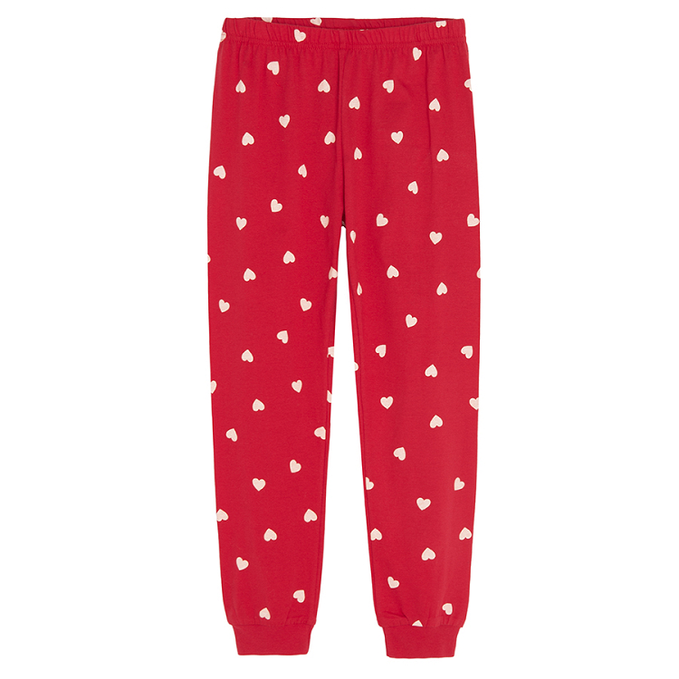 Paw Patrol Christmas pyjamas, red long sleeve blouse and pants with hearts print