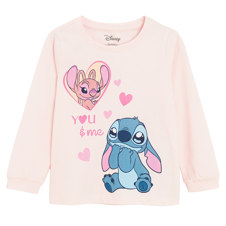 Πυτζάμα σετ 2 τμχ ροζ μακρυμάνικη LILO & STITCH