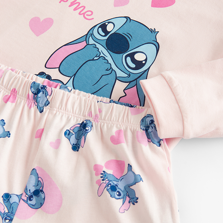 Πυτζάμα σετ 2 τμχ ροζ μακρυμάνικη LILO & STITCH