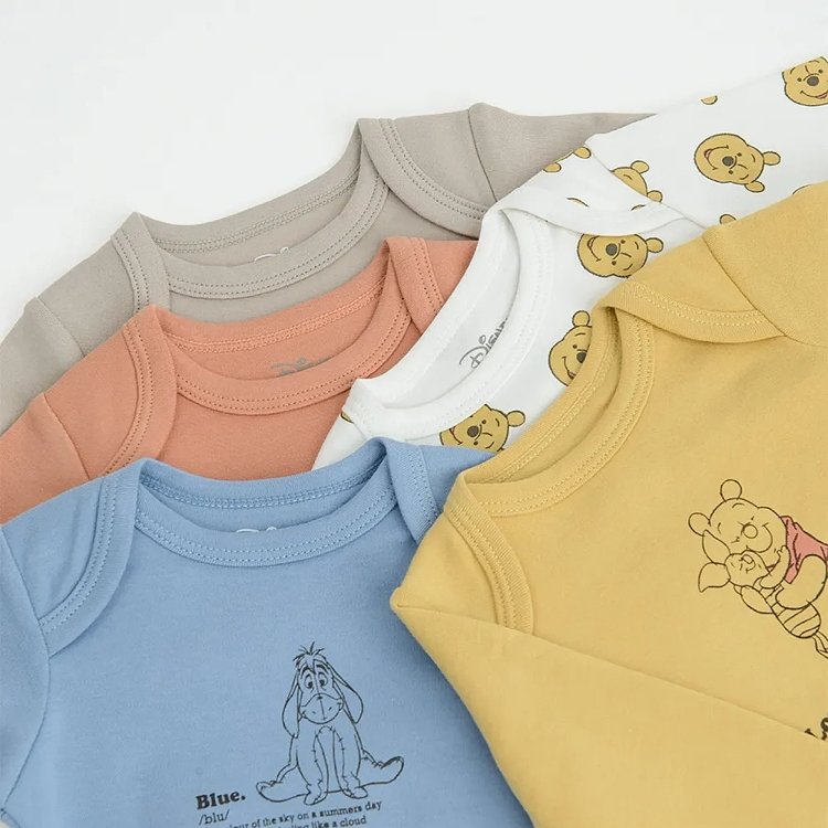 Winnie the Pooh long sleeve bodysuits- 5 pack