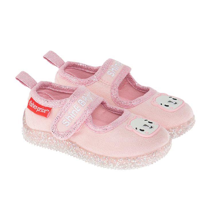 Fisher Price light pink bear slippers