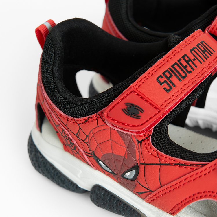 Σανδάλια κόκκινα με φωτάκια και στάμπα SPIDERMAN