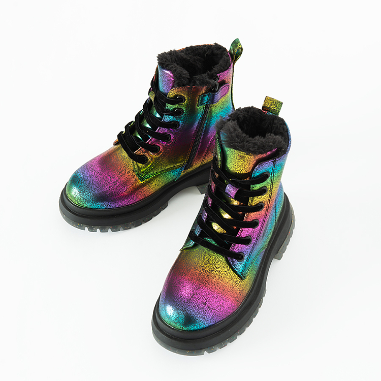 Metalic multi color boots