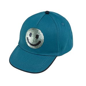 Καπέλο τζόκεϋ μπλε με παγιέτες διπλής όψεως χαμόγελο
