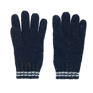 Γάντια πλεκτά μπλε με άσπρες γραμμές