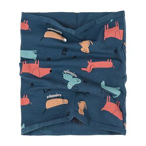 Navy blue snood scarf with dogs print