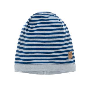 Grey striped beanie cap