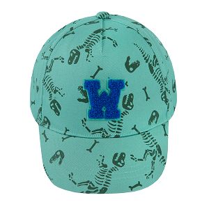 Καπέλο πράσινο με στάμπα δεινόσαυρους και κεντητό W