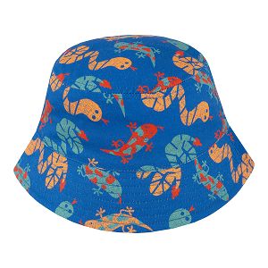 Blue fisherman hat with lizards print