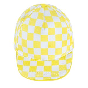 Καπέλο λευκό κίτρινο με θέμα σκάκι
