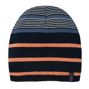 Stripped blue and brown cap