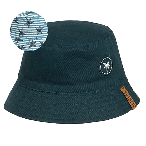 Blue and light blue wit palm tress print reversible hat
