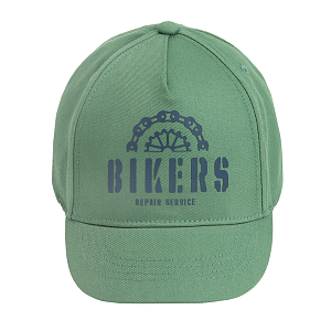 Green jockey hat with Bikers print