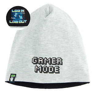 Σκούφος διπλής όψης γκρι μπλε με στάμπα Gamer Mode