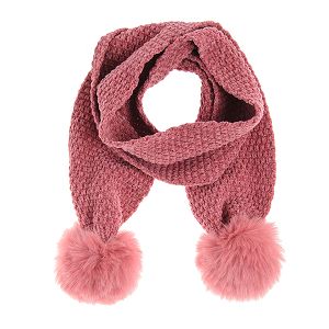 Dark pink scarf with pom pon
