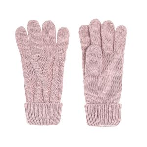 Γάντια πλεκτά ροζ με ανάγλυφη πλέξη