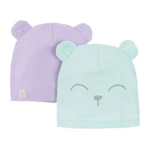 Mint and purple all year round beanies - 2 pack