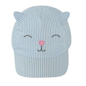 Light blue jockey cap with kitten print and ears