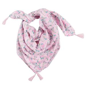 Pink floral neckerchief scarf