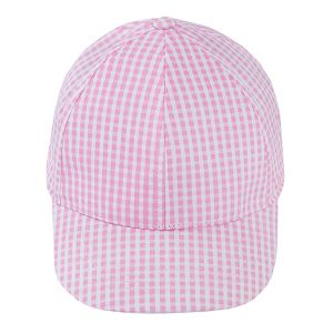Pink checked jockey cap
