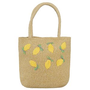 Beige bag with lemons embroidered