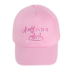 Pink jockey cap Self care club print