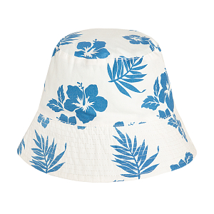 White with blue leaves print fisherman hat